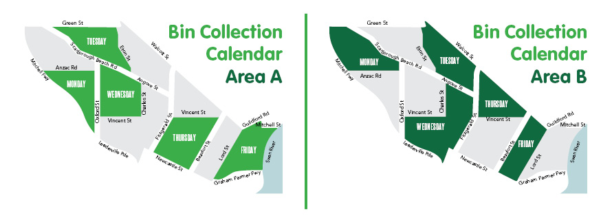 Bin collection areas A & B